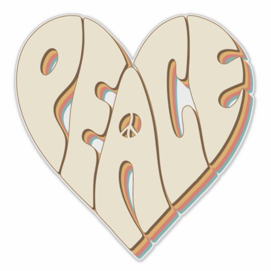 Retro Groovy Peace Heart Inspirerend Essential Sticker (Voorkant)