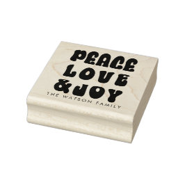 Retro Groovy Peace Love Joy Holiday Rubberstempel