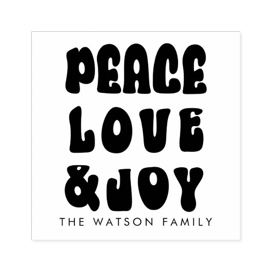 Retro Groovy Peace Love Joy Holiday Rubberstempel (Afrduk)