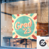 Retro Groovy Peachy Afstuderen Afstudeerder Klasse Raamsticker (Cafe Raam)