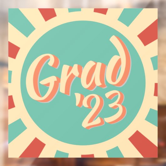 Retro Groovy Peachy Afstuderen Afstudeerder Klasse Raamsticker (Vel 2)