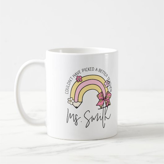 Retro Groovy Pencil Rainbow Teacher Appreciation Koffiemok (Links)
