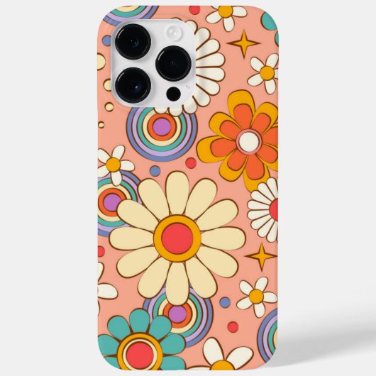 Retro Groovy Phone Case Floral Hippie Hoesje gesch (Achterkant)