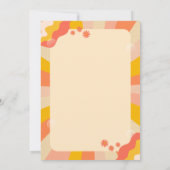 Retro Groovy Pink and Gold Wave Wedding Invitation Kaart (Achterkant)
