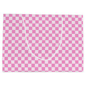 Retro Groovy Pink Checkered Santa Claus Christmas Groot Cadeauzakje (Achterkant)