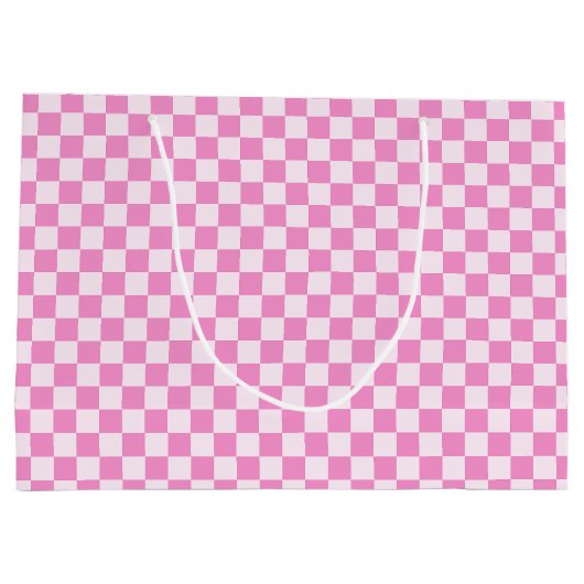 Retro Groovy Pink Checkered Santa Claus Christmas Groot Cadeauzakje (Achterkant)