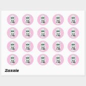 Retro Groovy Pink Checkered Santa Claus Christmas Ronde Sticker (Vel)