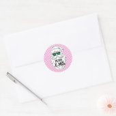 Retro Groovy Pink Checkered Santa Claus Christmas Ronde Sticker (Envelop)