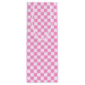 Retro Groovy Pink Checkered Santa Claus Christmas Wijn Cadeautas (Achterkant)