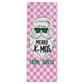 Retro Groovy Pink Checkered Santa Claus Christmas  Wijn Cadeautas (Voorkant)