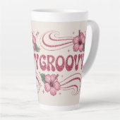 Retro Groovy Pink Hibiscus Latte Mug Mok (Rechterhoek)