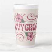 Retro Groovy Pink Hibiscus Latte Mug Mok (Voorkant)
