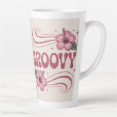 Retro Groovy Pink Hibiscus Latte Mug Mok (Rechts)