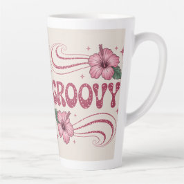 Retro Groovy Pink Hibiscus Latte Mug Mok