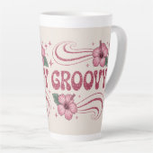 Retro Groovy Pink Hibiscus Latte Mug Mok (Rechterhoek)