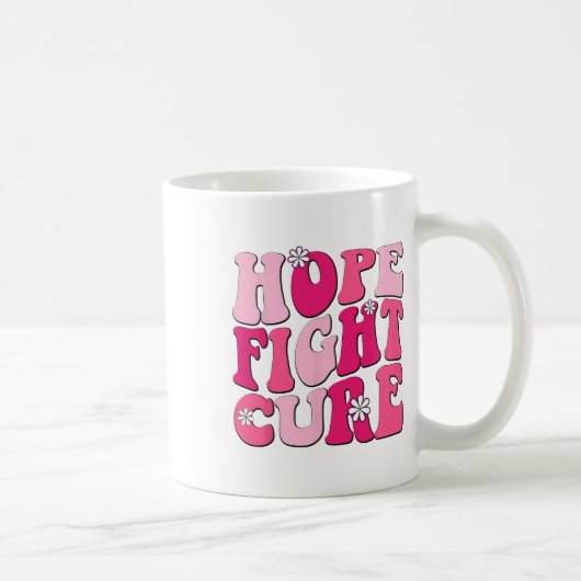 Retro Groovy Pink Hope Fight Cure Breast Cancer Aw Koffiemok (Rechts)