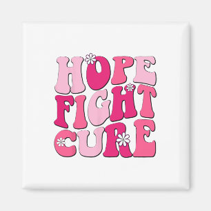 Retro Groovy Pink Hope Fight Cure Breast Cancer Aw Magneet