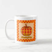 Retro Groovy Plaid Pompoen Geruite Thanksgiving Koffiemok (Links)