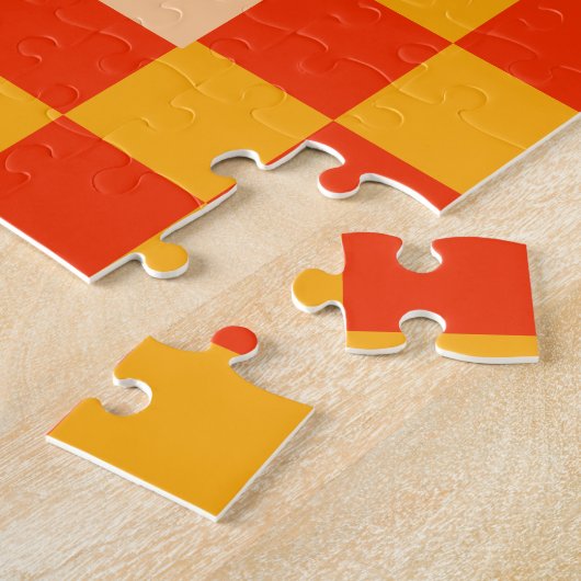 Retro Groovy Plaid Pompoen Geruite Thanksgiving Legpuzzel (Zijkant)