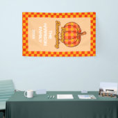 Retro Groovy Plaid Pompoen Geruite Thanksgiving Spandoek (Beurs)