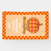 Retro Groovy Plaid Pompoen Geruite Thanksgiving Spandoek (Horizontaal)