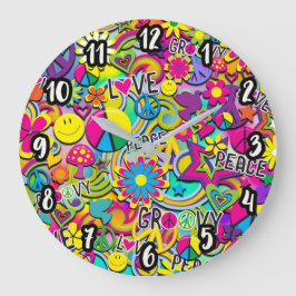 Retro Groovy Plezier Jaren 60 Zestiger Jaren Liefd Grote Klok