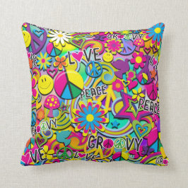 Retro Groovy Plezier Jaren 60 Zestiger Jaren Liefd Kussen