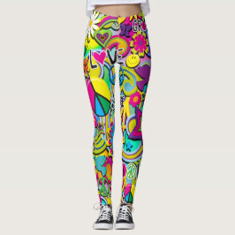 Retro Groovy Plezier Jaren 60 Zestiger Jaren Liefd Leggings