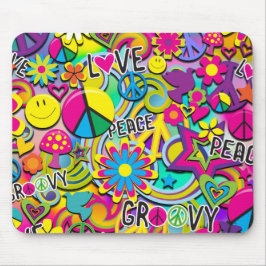 Retro Groovy Plezier Jaren 60 Zestiger Jaren Liefd Muismat
