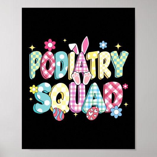 Retro Groovy Podiatrie Team Konijn Oor Grappig Pas Poster (Voorkant)
