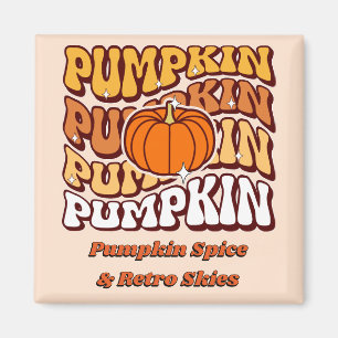 Retro Groovy Pompoen Herfst Seizoen Vintage Autumn Magneet