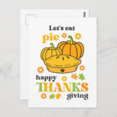 Retro Groovy Pompoentaart Thanksgiving Briefkaart (Voorkant / Achterkant)