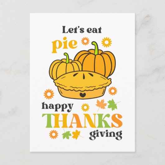 Retro Groovy Pompoentaart Thanksgiving Briefkaart (Voorkant)