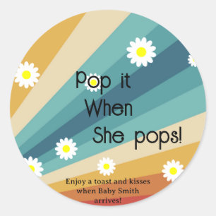 Retro Groovy - Pop het als ze pop Ronde Sticker