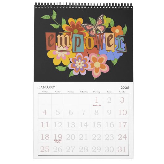 Retro, Groovy Positive Affirmations 2023 Calendar Kalender (Jan 2026)