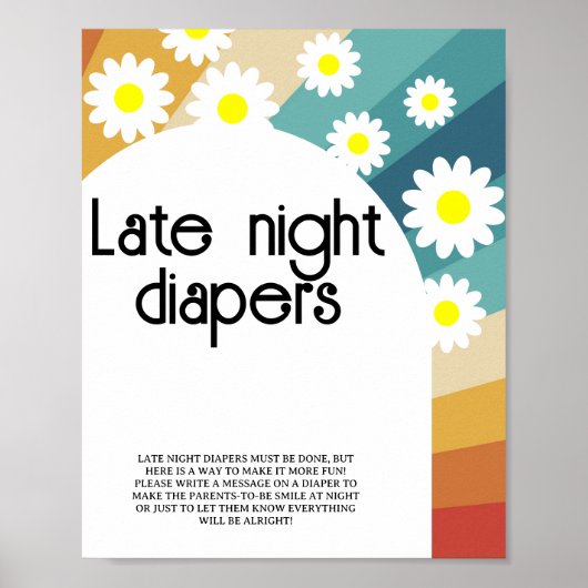 Retro Groovy Poster voor het luierspel laat op de (Voorkant)