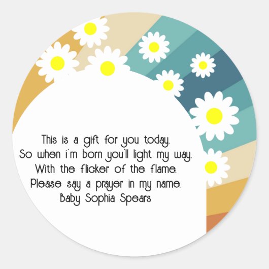 Retro Groovy - Prayer-kaarsenetiket Ronde Sticker (Voorkant)