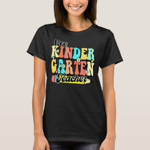 Retro Groovy Prek leraar Eerste dag Terug naar Sch T-shirt