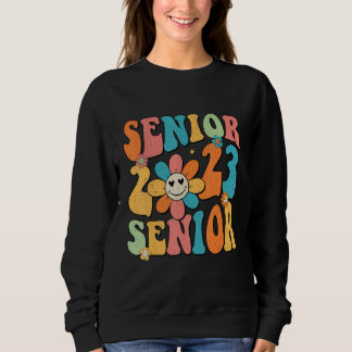 Retro Groovy Proud Mom Senior 2023 Hippie Floral G Trui