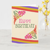 Retro Groovy Psychedelic Bloemen Verjaardag Kaart (Gele Bloem)