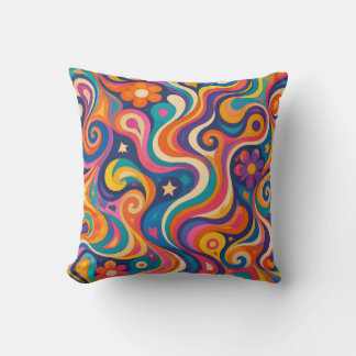 Retro Groovy Psychedelische Spiraalpatroon Kussen