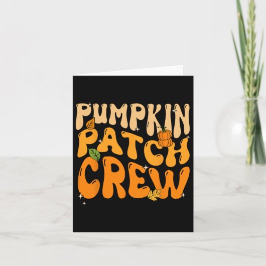 Retro Groovy Pumpkin Patch Crew Thanksgiving Herfs Kaart (Voorkant)
