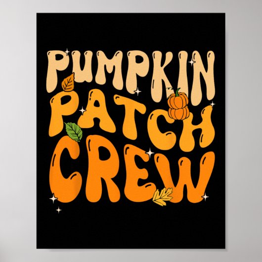 Retro Groovy Pumpkin Patch Crew Thanksgiving Herfs Poster (Voorkant)
