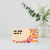 Retro Groovy QR Code 70s Psychedelic Hairs Stylist Visitekaartje (Staand voorkant)