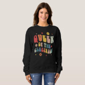 Retro Groovy Queen Of The Classroom Teacher Back T Trui (Voorkant volledig)