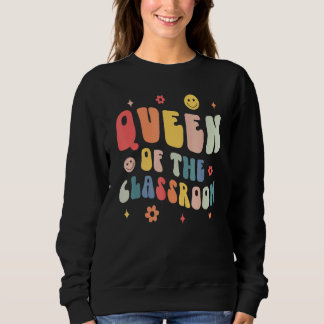 Retro Groovy Queen Of The Classroom Teacher Back T Trui