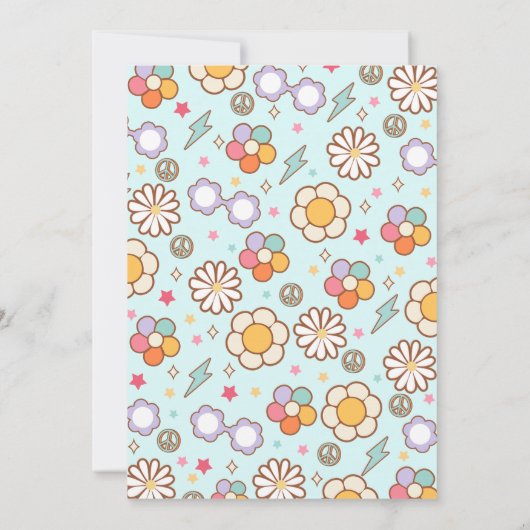 Retro Groovy Rainbow 3e verjaardag uitnodiging (Achterkant)