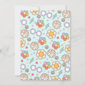 Retro Groovy Rainbow 5e verjaardag uitnodiging (Achterkant)