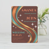 Retro Groovy Rainbow Arch Casual 70's Wedding Kaart (Staand voorkant)