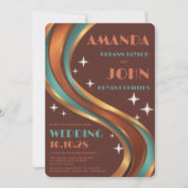 Retro Groovy Rainbow Arch Casual 70's Wedding Kaart (Voorkant)